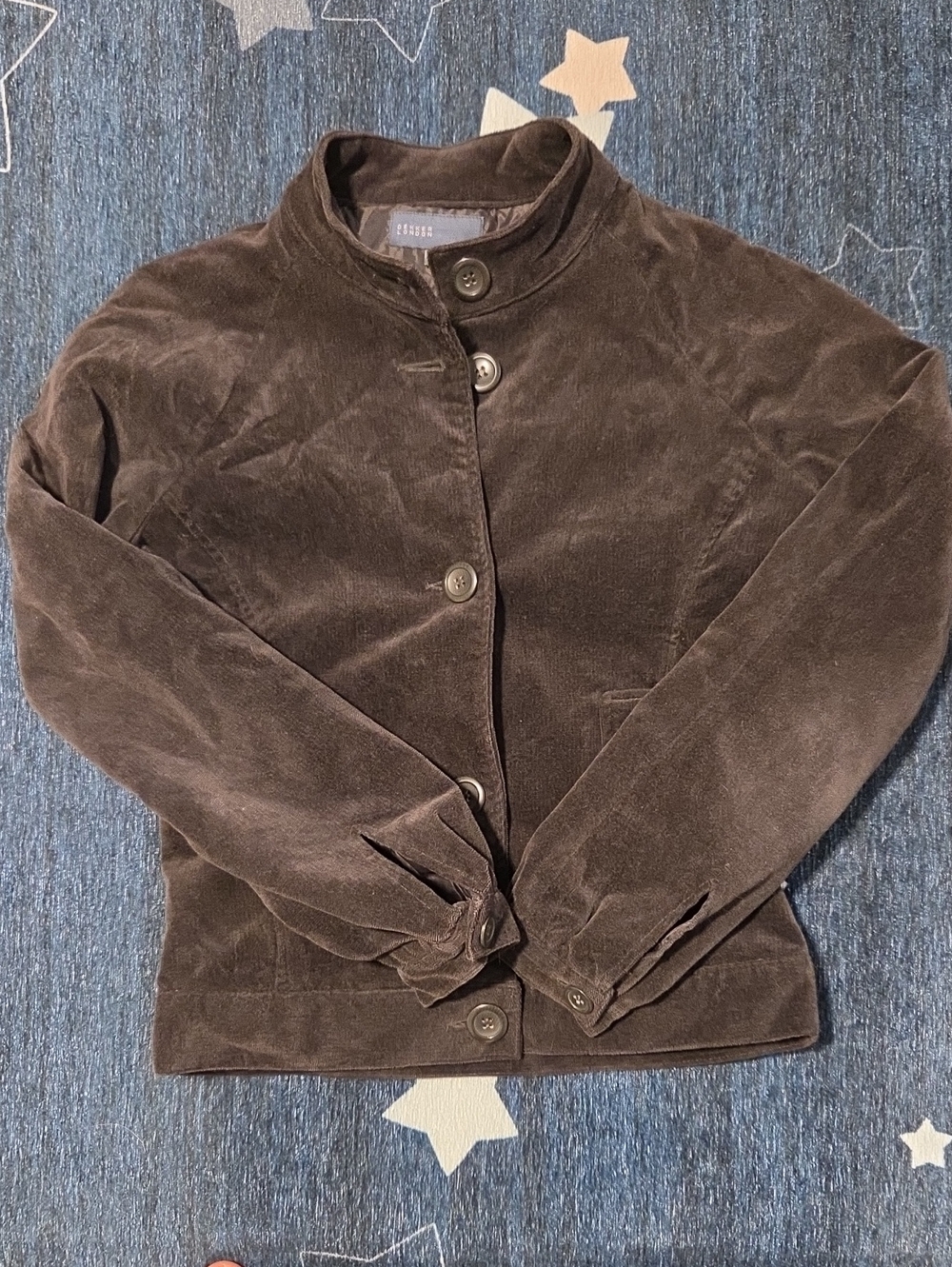 Dekker Women's Dark Brown Velvet-Look Button Jacket